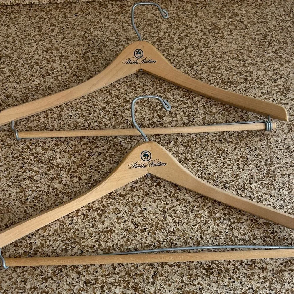Brooks Brothers Light Tan Tongue and Groove Wooden Hangers
